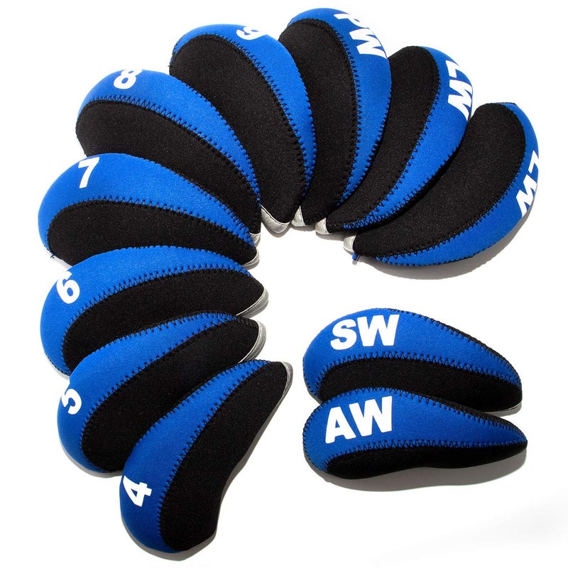 barudan golf Golf Iron Club Head Covers Headcovers Set 11pcs Wedges Protective Neoprene fits Taylormade Callaway PXG, Lightweight, Lob Wedge,Sand Wedge,#4-9 AW SW PW LW,fits Tayormade M5 M6 (Blue-Black) - Image 1